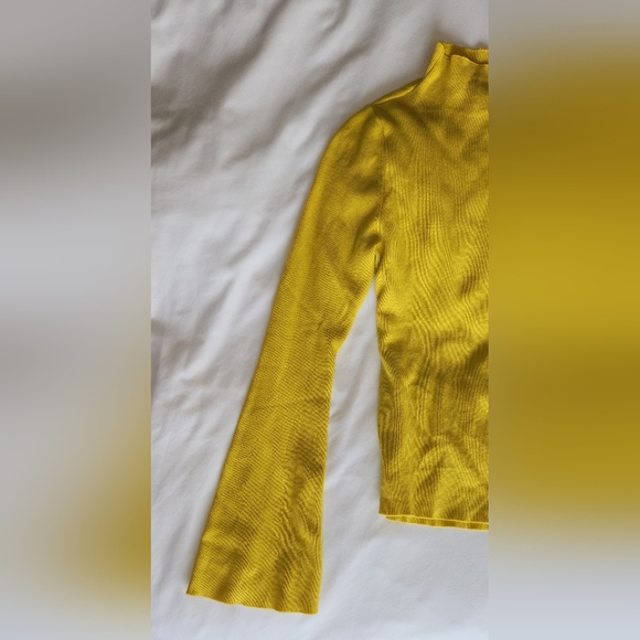 Anthropologie Maeve Arlowe Bell Sleeve XXS Yellow Long Sleeve Turtleneck Sweater - Picture 5 of 9